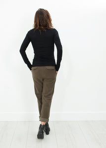 Sueded Cotton Pant in Khaki