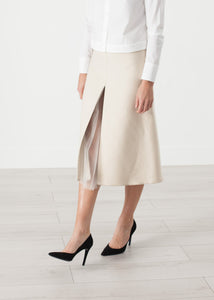 Tulle Pleat Skirt in Cream